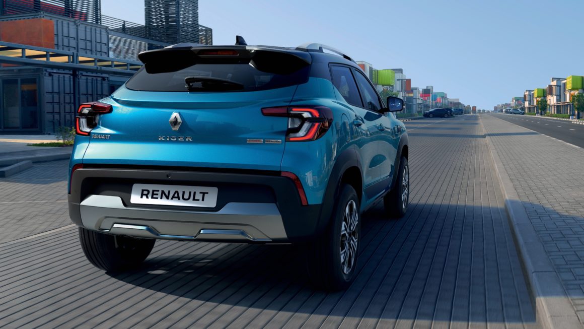 Traseira do Renault Kiger tem lanternas em formato de "C" simetricamente opostas